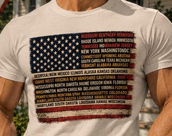Amerikanische Flagge Staaten PNG SVG PDF | Vintage T-Shirt Motiv | Patriotische Vierter Juli Grafik | Beunruhigter Unabhängigkeitstag Digital Download