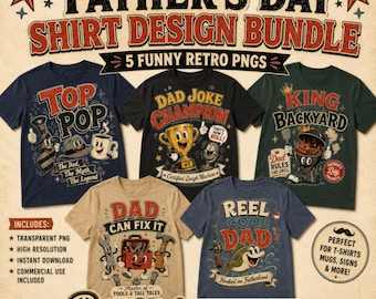 Papa PNG Bundle - Retro Papa Witze, Werkzeuge, Sublimationsdesigns (Digitaler Download)