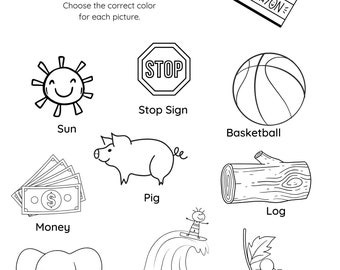 Kids Color and Count Printable PDF Worksheets Instant Download Homeschool Homework