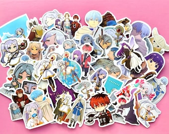 Conjunto de 10 adesivos de uma elfa maga imortal de anime de fantasia.