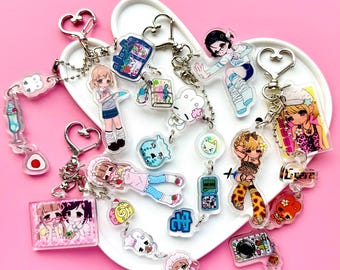 Chaveiros combinando estilo Gyaru japonês Y2K Harajuku para garotas kawaii
