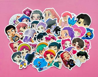 Conjunto de 10 adesivos estilo chibi de caçadores de demônios K-pop