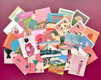Conjunto de 10 adesivos japoneses retrô vintage