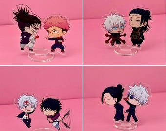 Miniaturas de feiticeiros de anime em estilo chibi
