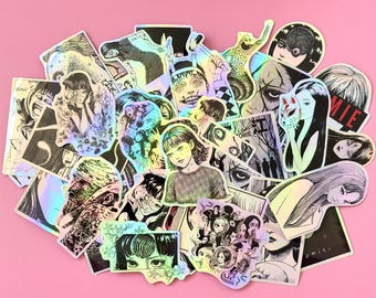 Conjunto de 10 adesivos de mangá de terror japonês
