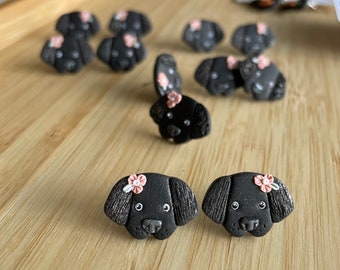 Black Pup Studs - Pendientes de clavos de arcilla polimérica