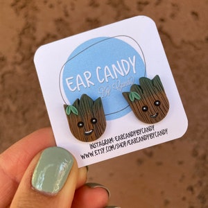 Groot Inspired Studs - Polymer Clay Earrings