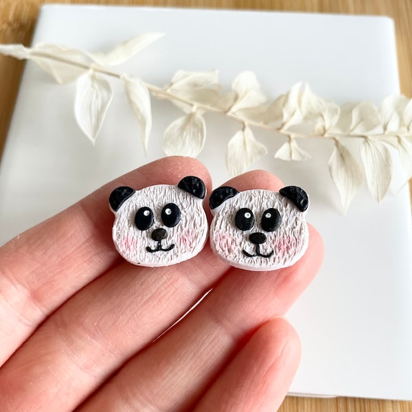 Panda Bear - Polymer Clay Stud Earrings