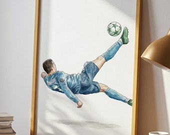 Cristiano Ronaldo Gift, Portugal Soccer Legend, Athletic Football Poster, Boys Bedroom Inspiration, Sports Action Shot, Digital Art