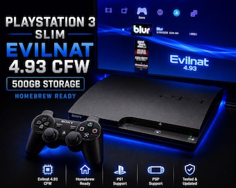 PS3 Slim CFW Console | 500GB HDD | Evilnat 4.93 | Tested & Updated