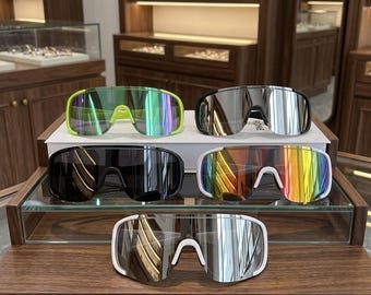 Occhiali da sole sportivi, occhiali da ciclismo Y2K per uomo e donna, occhiali antivento per attività all'aperto, ideali per la moto, regalo in stile sportivo