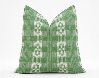 Green Ikat Designer Throw Pillow – Sister Parish Mahalo Meadow Cushion