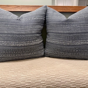 Indigo Embroidered Linen Pillow Covers – Mark Alexander Scribe, Set of 2