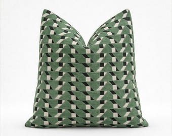 Pierre Frey Dimitri Velvet Pillow Covers – Sauge – Designer Green Velvet Throw Pillows – 18x18 Pair