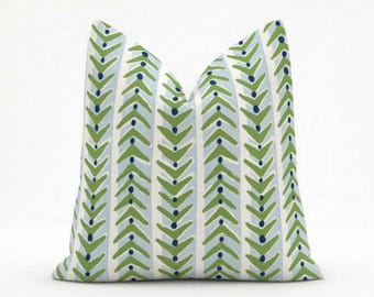 Blue Green Geometric Pillow Cover – Maine Cottage Boomerang Cloud – Coastal Designer Throw Pillow
