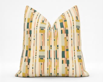 Embroidered Geometric Stripe Pillow Cover | Karin Sajo Boro Mochi Fabric Accent Pillow