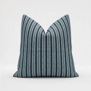 Schuyler Samperton Pendleton Riviera Stripe Pillow Cover | 100% Linen Designer Pillow | Linen Ticking Stripe Pillow Only