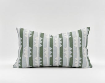 Designer Outdoor Lumbar Pillow – Sunbrella Spindle Stripe Spring – Lane Venture Exclusive – Performance Stripe 12x20