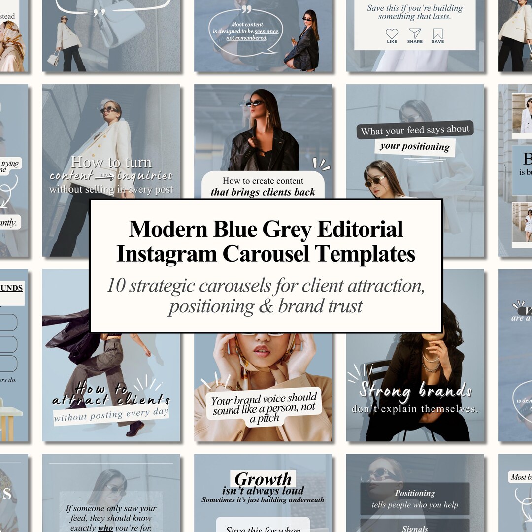 Client Carousel Strategic Instagram Carousel Templates for Content Creators, Blue Grey ...