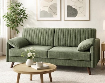 Chenille Loveseat Sofa Deep Seat Small Couch Comfortable Living Room Seating Compact Furniture