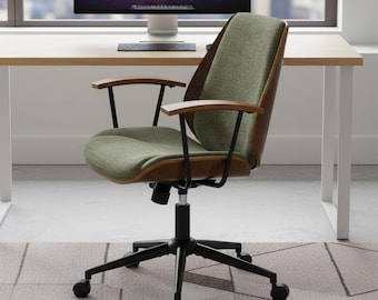 Solid Wood Office Chair with Rocking Function and Height Adjustable Seat