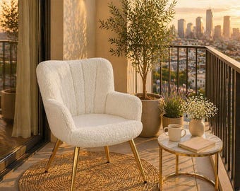 Leather Accent Chair Modern Barrel Armchair with Metal Legs Comfy Living Room Bedroom