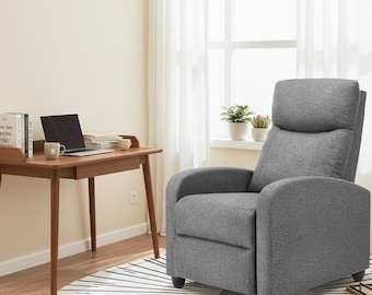 Fabric Recliner Chair with Adjustable Backrest and Lumbar Support