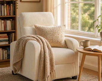 Corduroy Recliner Chair Adjustable Single Sofa Modern Home Theater Living Room Lounge Seating