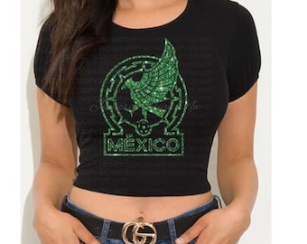 Mexico World Cup Soccer Glitter Crop Top, Soccer World Tournament Top, International Game Day Tees, Usa Canada Mexico Sport Fan Gift