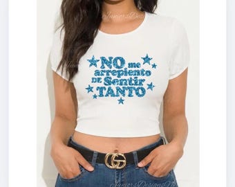 New Karol G Glitter Crop Top, No Me Arepiento De Sentir Tanto, La Bichota, Gifts, Latina Foreva