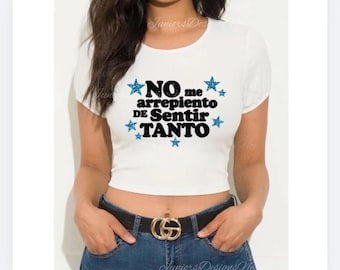 New Karol G Glitter White Crop Top, No Me Arepiento De Sentir Tanto, La Bichota, Gifts, Latina Foreva