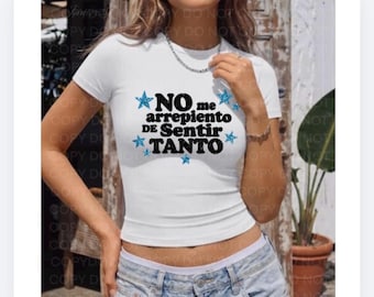 New Karol G Glitter White Crop Top, No Me Arepiento De Sentir Tanto, La Bichota, Gifts, Latina Foreva