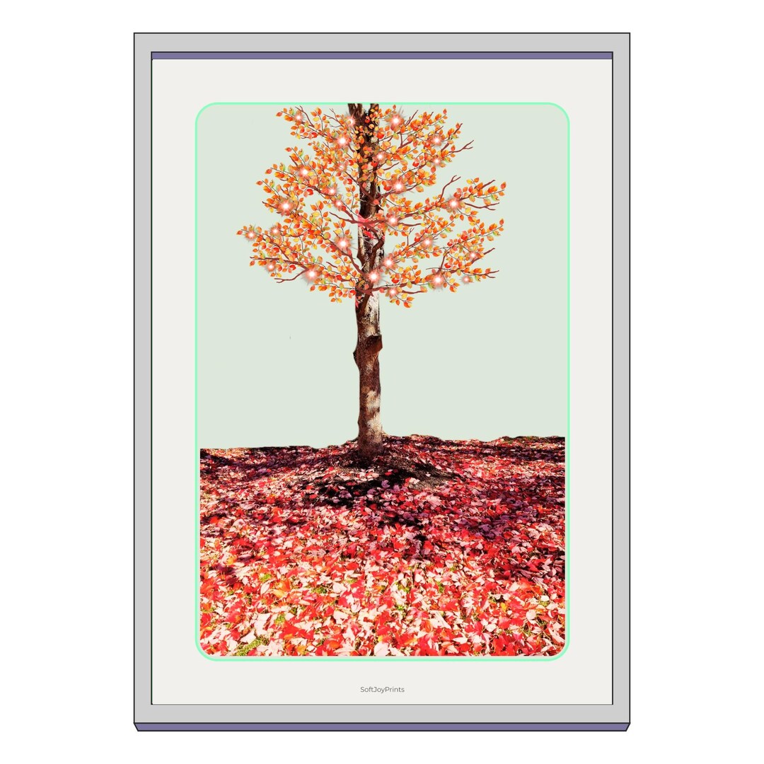 Fall Tree Posters Red Autumn Tree Poster | Printable Fall Tree Wall Art | Green | Nature ...