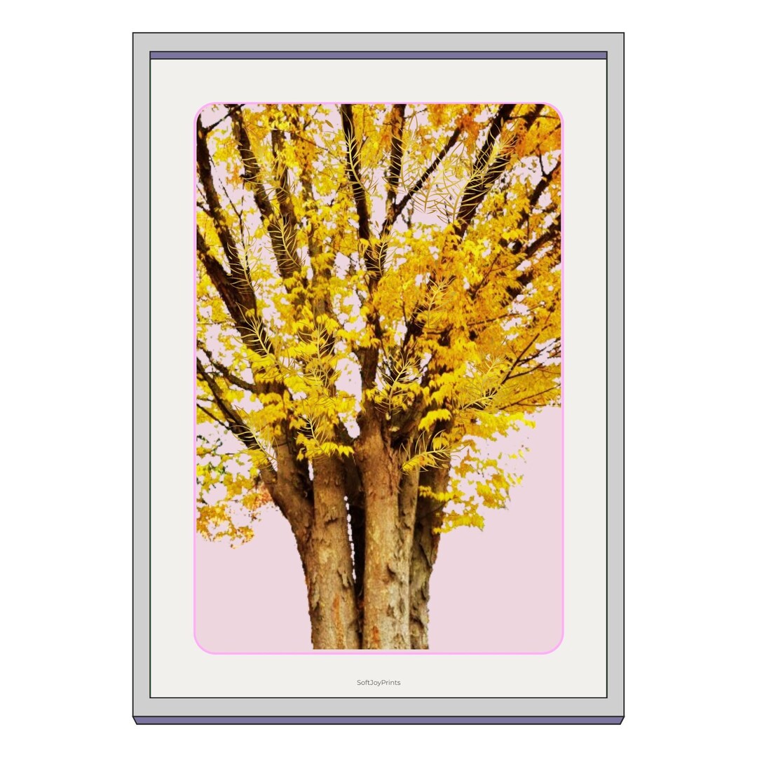 Fall Tree Posters Yellow Autumn Tree Poster | Close-up Nature Wall Art (digital Download ...