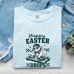 Party Bunny Shirt Easter Audio Gift Women Old School Tee Bunny T-Shirt Easter Fan Retro Tshirt Sound Graphic Contour Dj Deck Tshirt