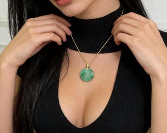 Natural Apple Green Jade Pendant Necklace, Genuine Gemstone, Handcrafted, Elegant Jewelry Gift for Women