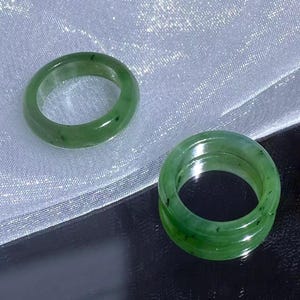 Hand-Carved Nephrite Jade Rings – Natural Green Soft Jade Stackable Jewelry for Women | Gift