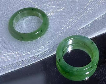 Anillos de jade nefrita tallados a mano: joyería apilable de jade verde suave natural para mujer/regalo