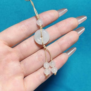 Certified Jade Peace Buckle Phone Chain | Lucky Gemstone Phone Strap | Minimalist Protection Phone Accessory image 3
