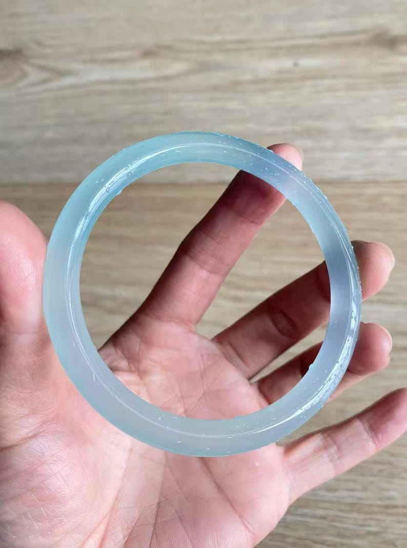 Elegant 8MM Natural High-Temperature Blue Agate Bracelet - A Modern, Slender Ring-Shaped Jade Gift for Her" image 12