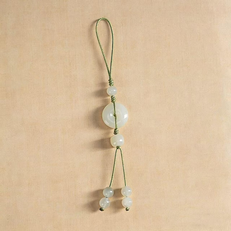 Certified Jade Peace Buckle Phone Chain | Lucky Gemstone Phone Strap | Minimalist Protection Phone Accessory image 5