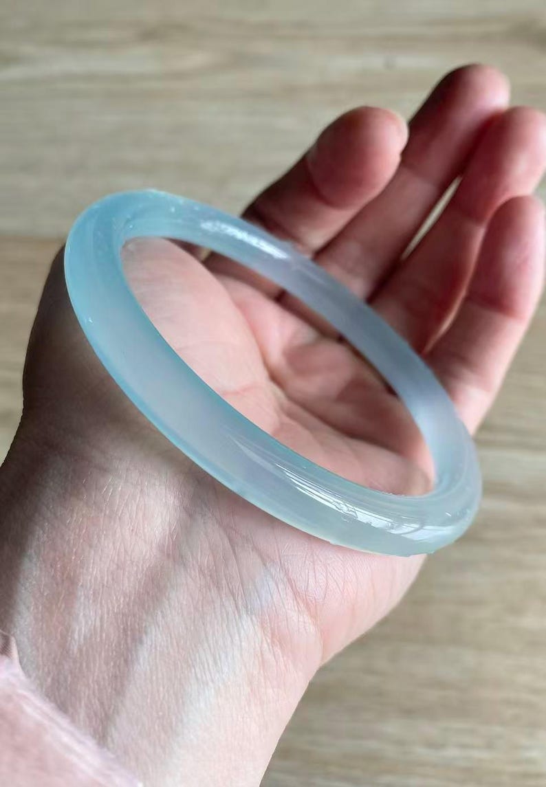 Elegant 8MM Natural High-Temperature Blue Agate Bracelet - A Modern, Slender Ring-Shaped Jade Gift for Her" image 10