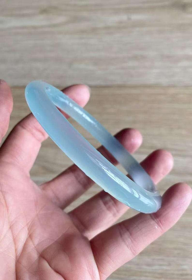 Elegant 8MM Natural High-Temperature Blue Agate Bracelet - A Modern, Slender Ring-Shaped Jade Gift for Her" image 11