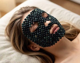 Handgefertigte Gesichtsmaske aus natürlicher Jade | Kombiniert mit Jade Energietherapie | Geeignet für Damen Entspannungs-Schlafmaske | Spirituelles Geschenk