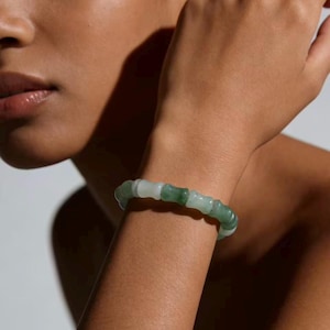 A-kwaliteit jadearmband • Natuurlijke ijsblauwe jadearmband • A-kwaliteit jadesieraden, symboliseren geluk en harmonie • Een cadeau voor haar