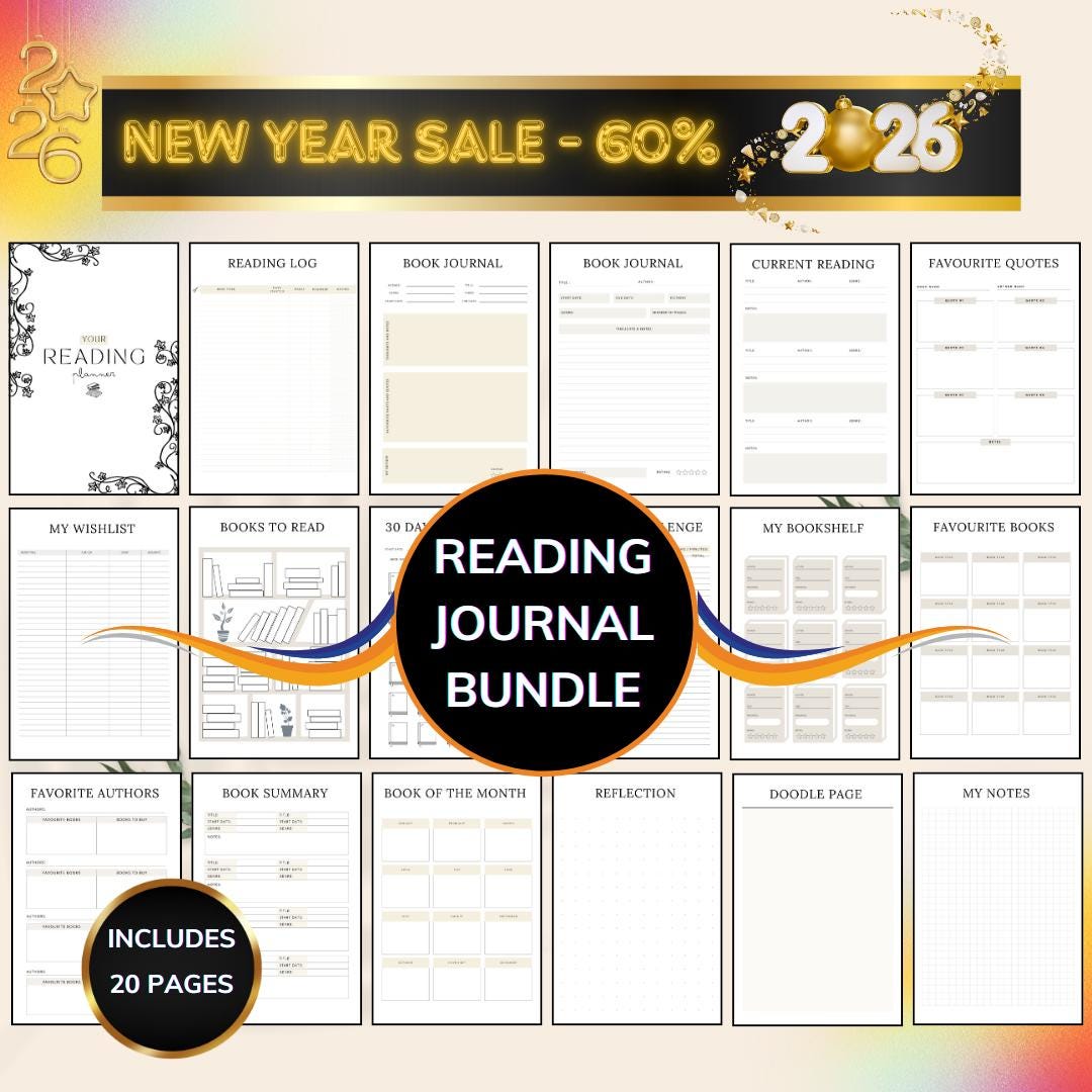 2026 READING JOURNAL BUNDLE - Printable Journal Pages - Digital Planner ...