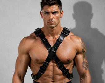 Handcrafted Genuine Leather Chest Harness – Fully Adjustable Tactical Body Gear