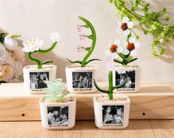 Vaso di fiori in vetro personalizzato con foto, ricordo di un'amica, regalo di amicizia per lei