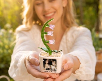 Personalized Photo Glass Flower Pot, Friend Gift, Friendship Anniversary Keepsake