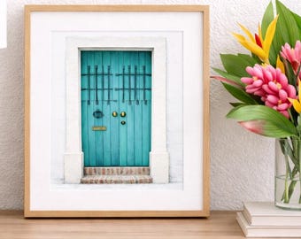 Old San Juan Door Print, Colorful Caribbean Wall Art (Digital Download)